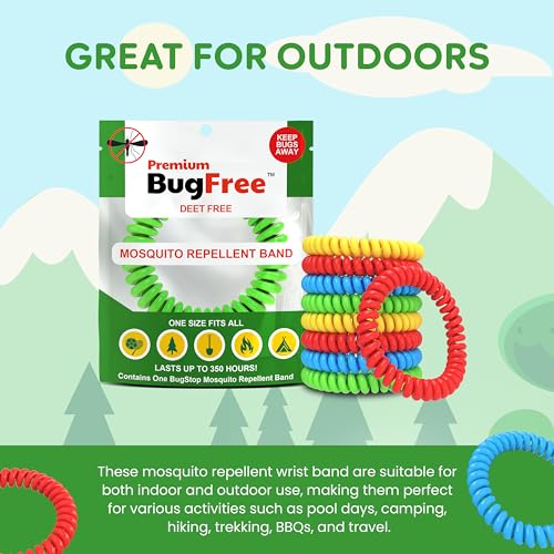 Mosquito Repellent Bracelets (10 Pack) Mosquito Repellent Bracelets for Adults and Kids - Premium DEET-Free Bands - 10 Multicolor Bands - Individually Wrapped