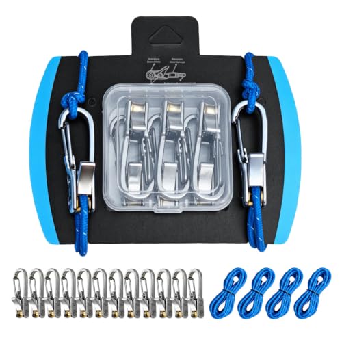 12 Pack Rope Rollers with Paracord Tensioner & Locking Buckle - Heavy Duty Tie Down for Camping, Boating & Outdoor Use