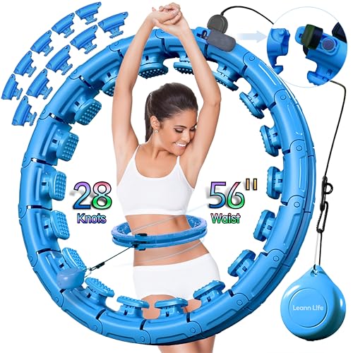 Leann L!fe U1-28/30 Knots, Magnetic Lock Smart Weighted Hula Hoop for Adults Weight Loss, Infinity Hoop Plus Size, Children Adult Home Outdoors, Fitness Exercise, Abdominal Toner