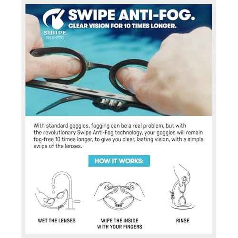 ARENA Unisex Adult Air-Bold Swipe Anti-Fog Training Swim Goggles Men and Women Cushioned Seals Large Fit Wide Lenses