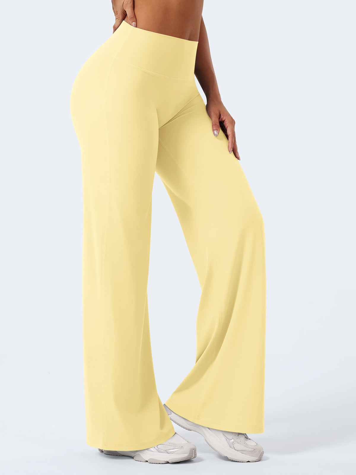 YEOREO Workout Women Straight Leggings 31.5" Gym Yoga Pants Butter Yellow L