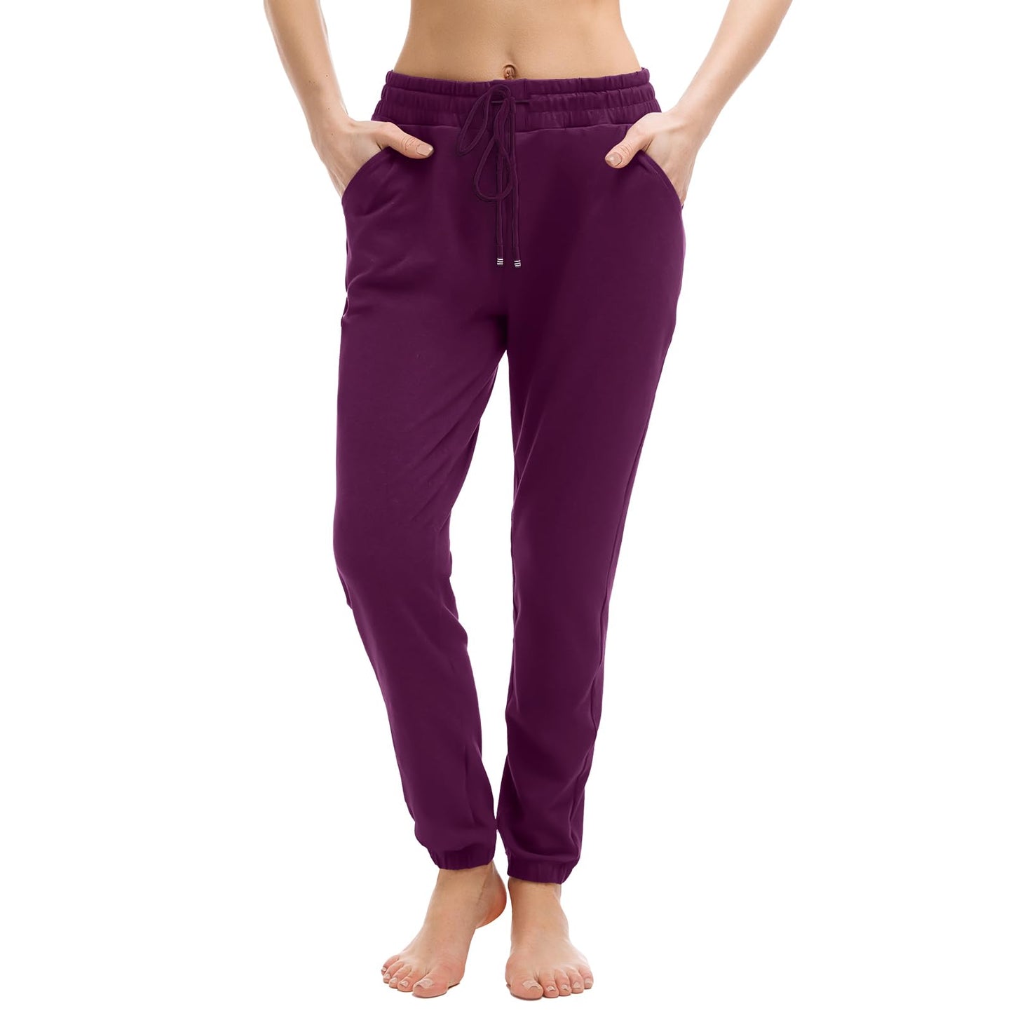 Walifrey Womens Joggers with Pockets, Drawstring Sweatpants Women for Lounging Jogging Gym and Workout Purple,1 Pack Purple L
