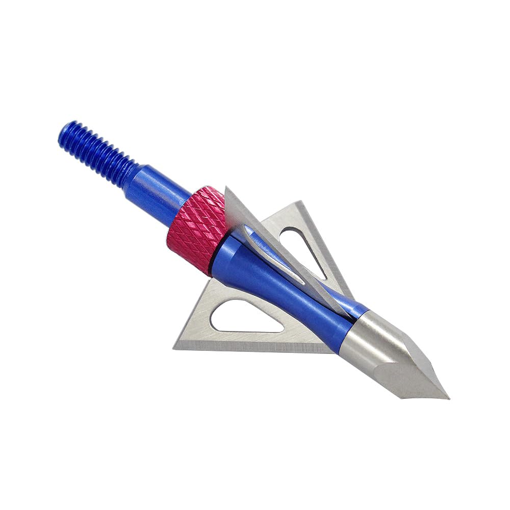 maifield Archery Broadheads 100 Grain Bowhunting Arrow Head 3 Fixed Blades 6 Pack for Small Game Crossbows and Compound Bow Arrows (Blue+Red 6PCS)