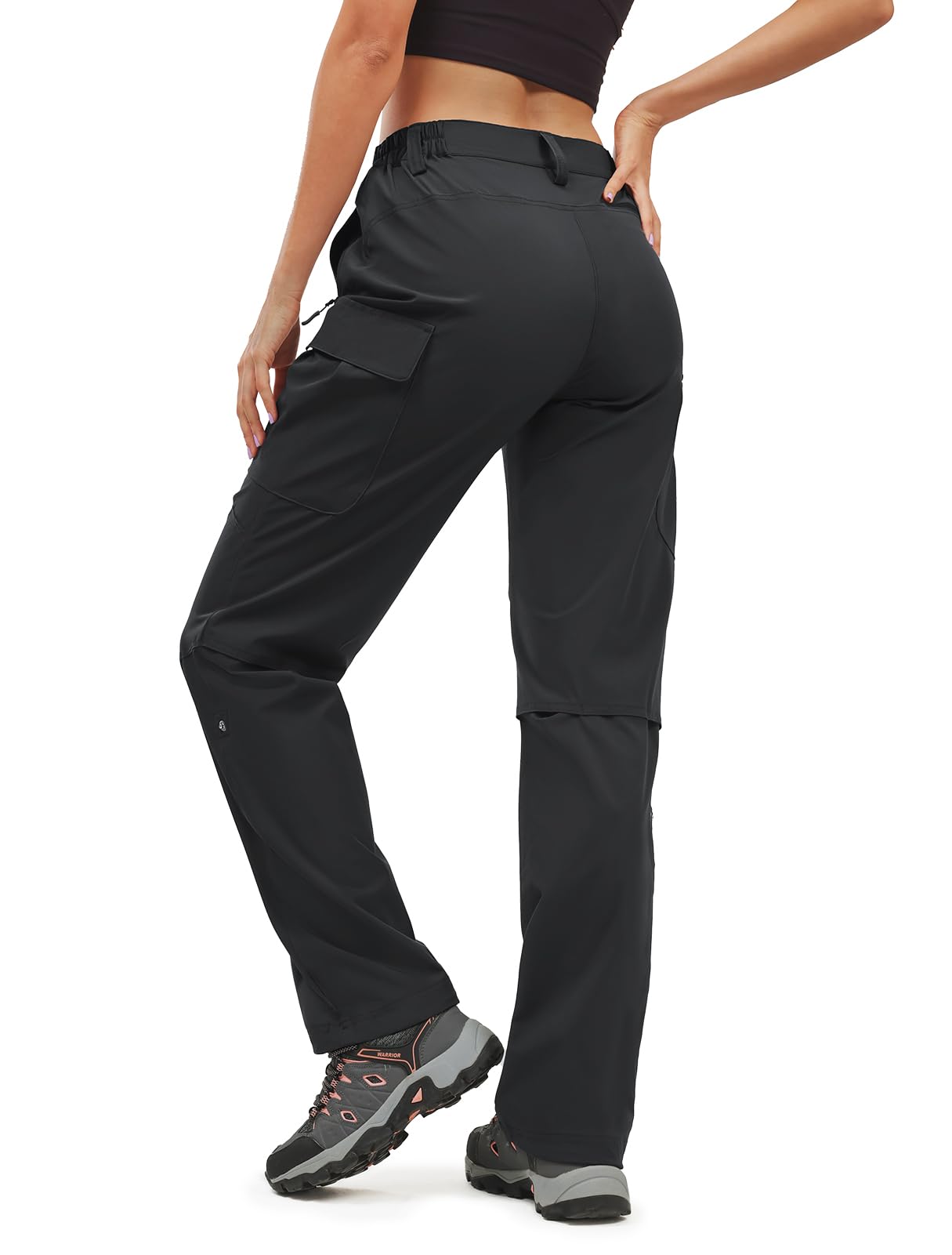 Moosehill Women's-Hiking-Pants-Cargo-Quick-Dry-Stretch-Lightweight Work Outdoor Pants with 5 Deep Pockets(Black, 8, 31in)