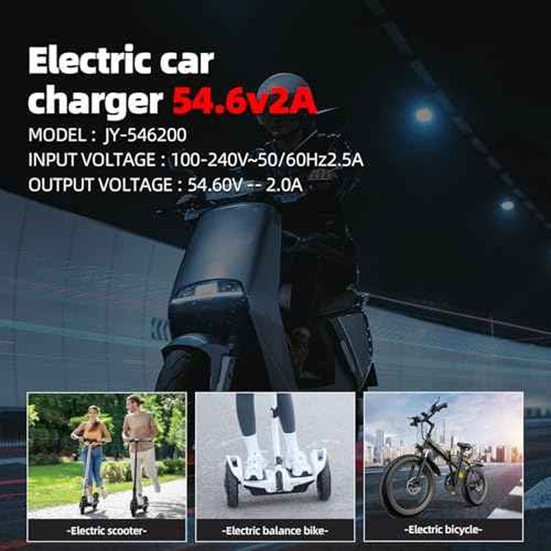 UL Certified 54.6V 2A Fast Electric Bike Charger for 48V Ebike Battery - Compatible with Lectric XP 2.0/3.0, Ecotric City/Beach, Evercross H5/H7