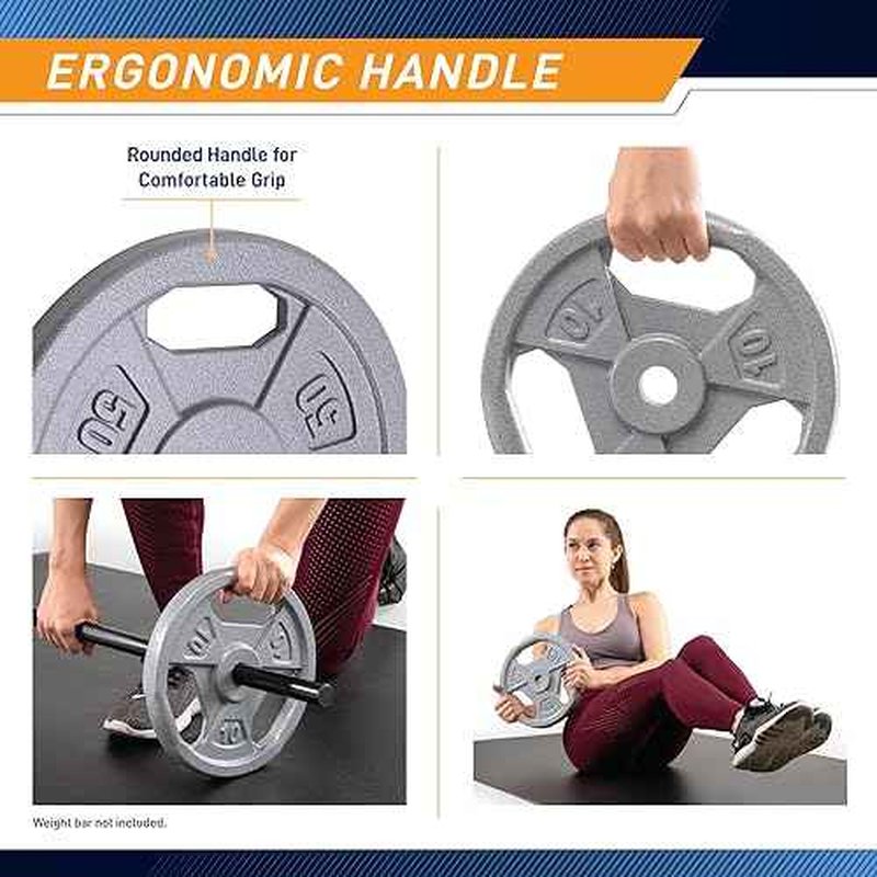 Marcy Classic 1" Cast Iron Standard Grip Plates for Strength Training and Weightlifting