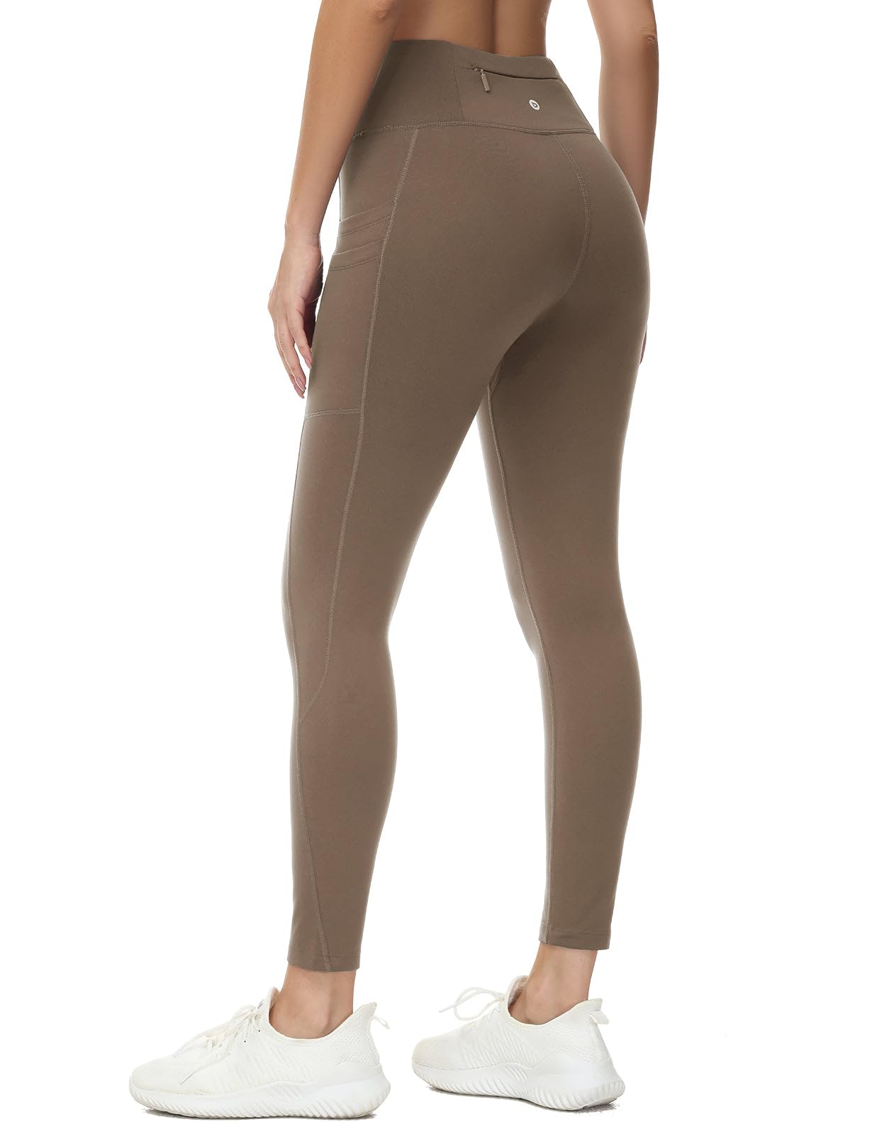 baleaf Fleece Lined Leggings Women Water Resistant 25" Petite Winter Warm Legging Thermal Running Tights Yoga Hiking Pants Brown L
