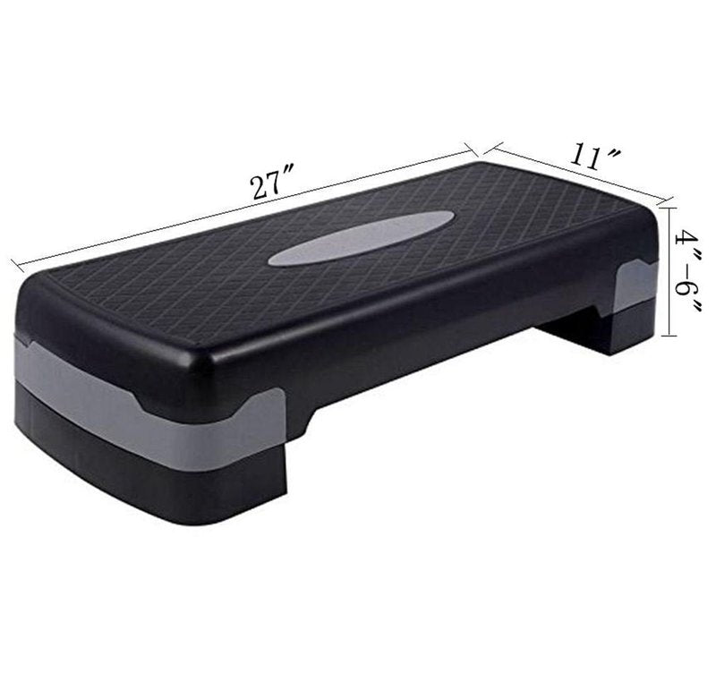 KLB Sport 27" Adjustable Exercise Equipment Step Platform For Sports & Fitness (black & grey)