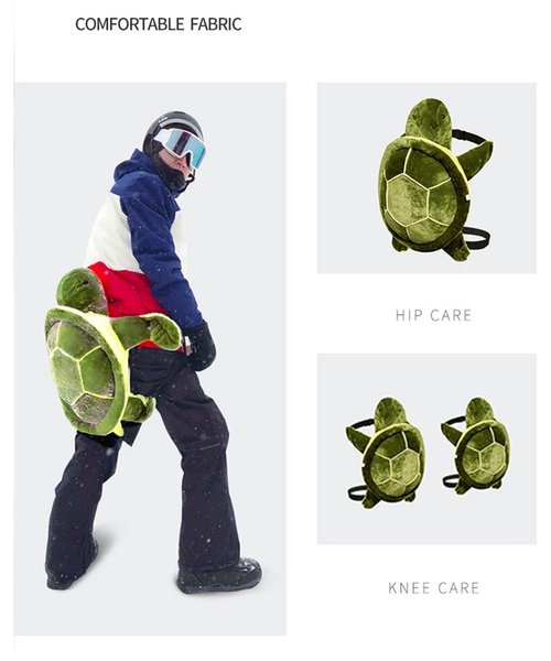 BeanPlush 3pcs Turtle Ski Protective Gear Oversize Hip Protectors for Skating Tortoise Cushion Padded Knee Pad