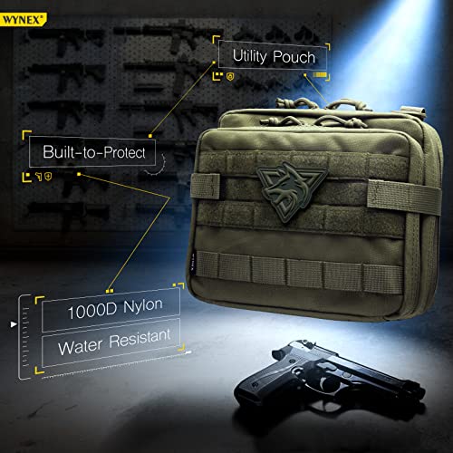 WYNEX Tactical Large Admin Pouch of Double Layer Design, Molle EDC EMT Utility Pouch with Map Sleeve Modular Tool Pouch Large Capacity Flag Patch Included-9.5 inch L * 7.5 inch H * 3.2 inch W.