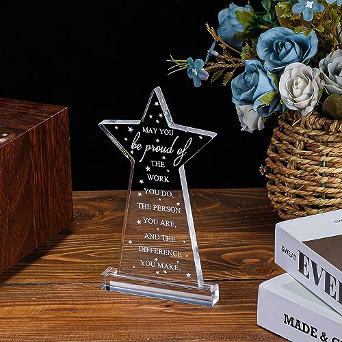 Bucherry 10 Pcs Employee Appreciation Awards for Coworker Acrylic Thank You Trophy May You Be Proud of the Work You Do Sign Prizes for Adults Retirement Goodbye Farewell Gift for Women Men (Bomb)