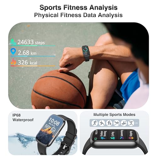 Health Fitness Tracker, Smart Watch with 24/7 Heart Rate Blood Pressure Blood Oxygen Monitor, Sleep Tracker, Calories & Step Tracker, IP68 Waterproof Activity Trackers for Android&iPhone Women Men