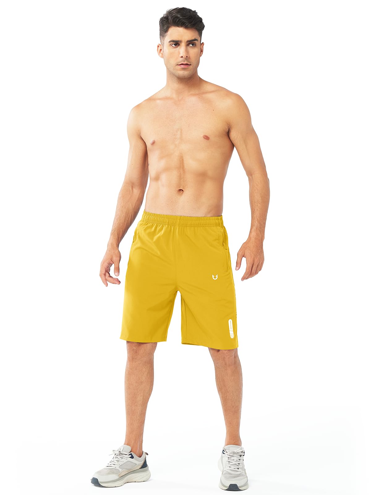 NORTHYARD Men's Athletic Running Shorts Gym Workout 7"/9"/5" Quick Dry Lightweight Sports Basketball Tennis 3 Zipper Pockets YELLOW-9inch S