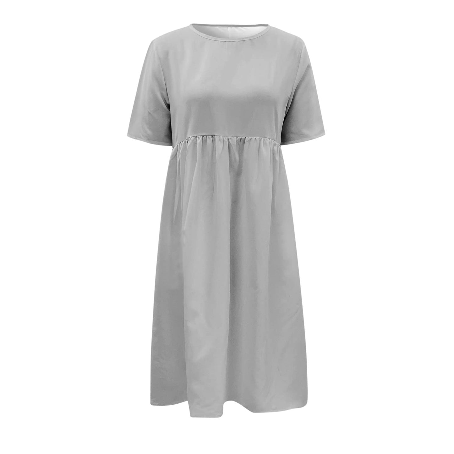 hot deals of The day clearance my orders Summer Midi Dresses for Women 2024 Plus Size Casual Loose Fashion Boho Beach Flowy Short Sleeve T Shirts Dress Cute Crewneck Sundresses with Pockets Grey XXL