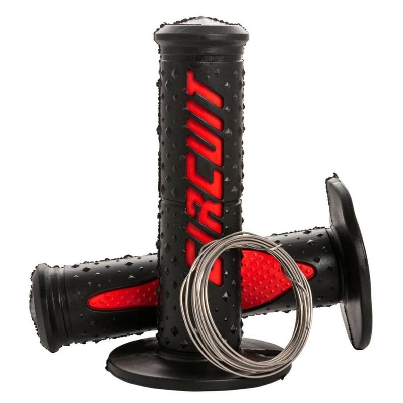 Circuit Equipment – Electra Racing Grip – Lock-On Design, Precision Control and Comfort Polymer for Motorcycles Racers – Black/Red