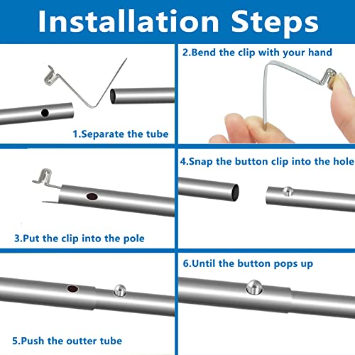 AuRiver 25 PCS Tent Pole Clips Stainless Steel Kayak Paddle Spring Snap Clips Tent Pole Push Button Spring Clips Locking Pin for Camping Kayak Paddle Tent Pole