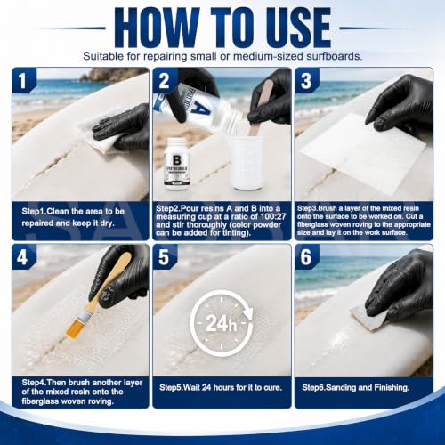 SAOBAR Epoxy Surfboard Repair Kit for Cracks Scratches Waterproof & Flexible