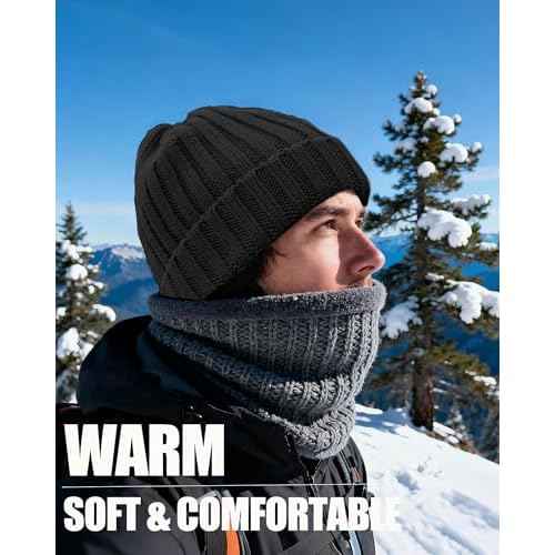Winter Beanie Hat for Women Fleece Lined Beanies Soft Chunky Warm Wool Blend Knit Hats Womens Men Snow Cap