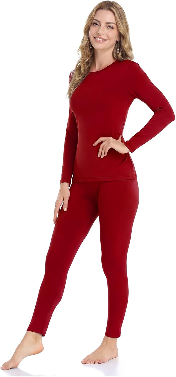 Thermal Underwear for Women - Fleece Lined Long Johns Set | Cold Weather Base Layer