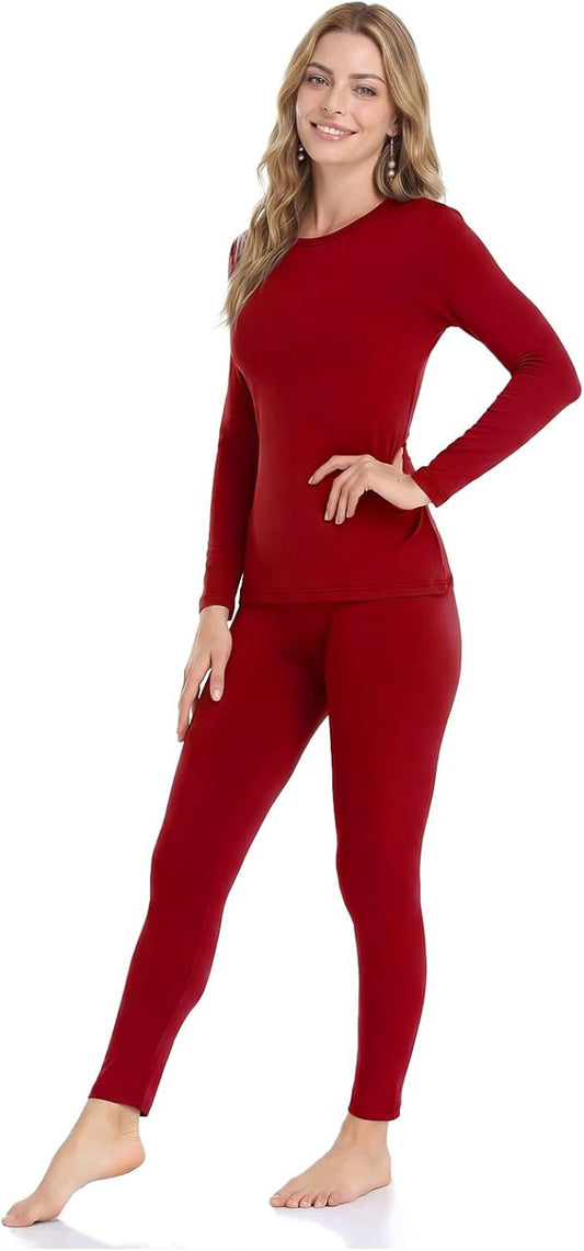 Thermal Underwear for Women - Fleece Lined Long Johns Set | Cold Weather Base Layer