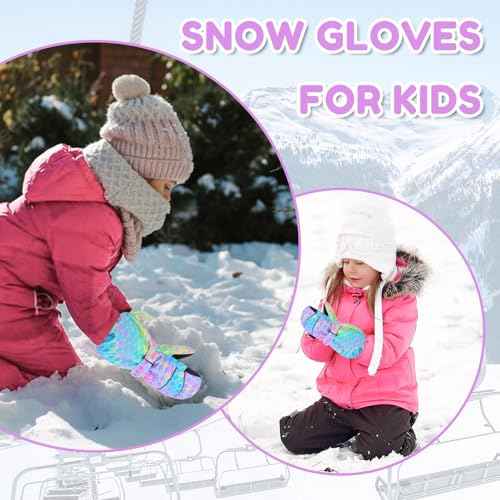 Kids Gloves Winter Toddler Mittens Girls Snow Ski Glove Waterproof Warm Sherpa with Long Cuff Snowboard Gloves