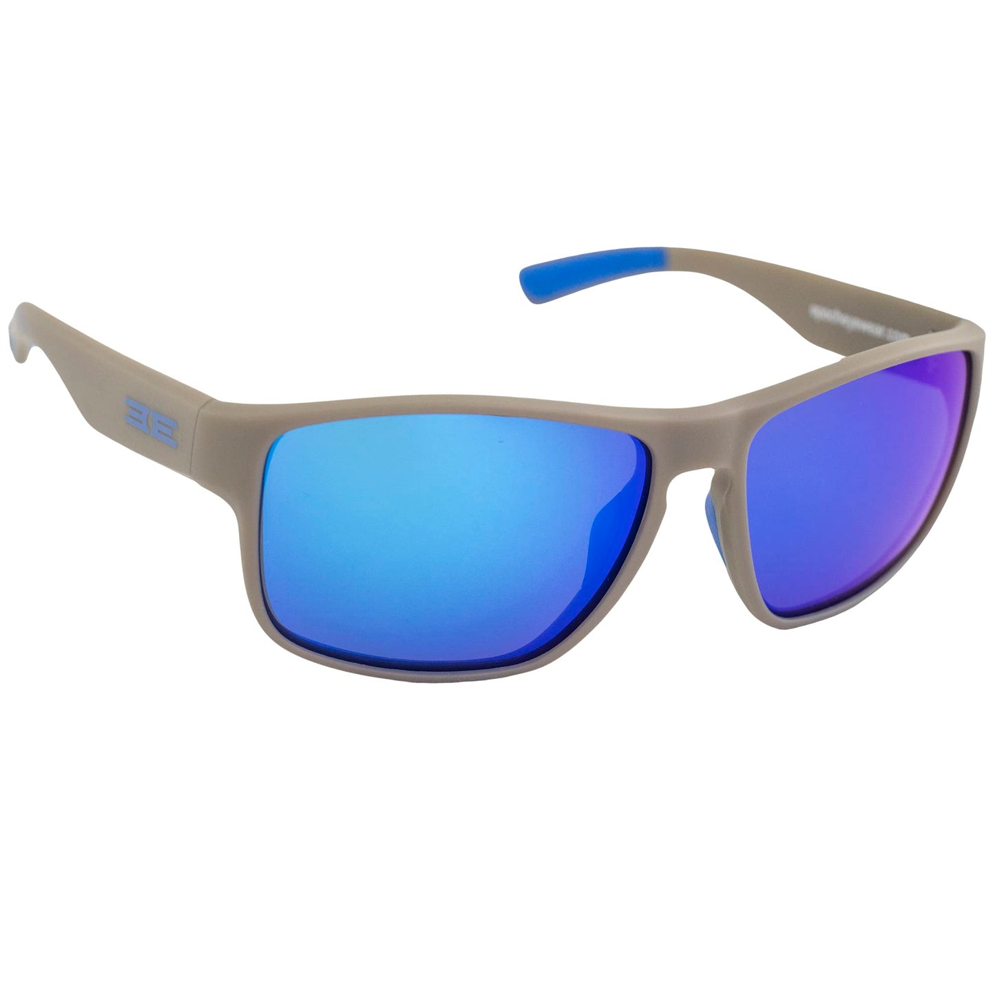 Epoch Eyewear Charlie Sport Motorcycle Sunglasses Grey Frame with Blue Mirror Polarized Lens