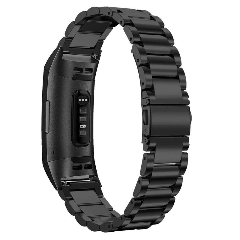 Maxjoy Compatible with Fitbit Charge 3 / Charge 4 Bands, Charge 3 SE Metal Band Small Large Stainless Steel Bracelet Strap Replacement for Fitbit Charge 3/ Charge 4/ Charge 3 SE Wristbands, Black