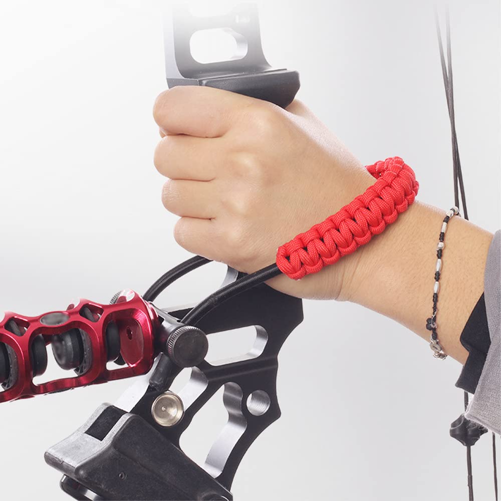SOPOGER Archery Bow Wrist Sling Hunting Wrist Strap Braided for Compound Bow Target Shooting Accessories (Red)