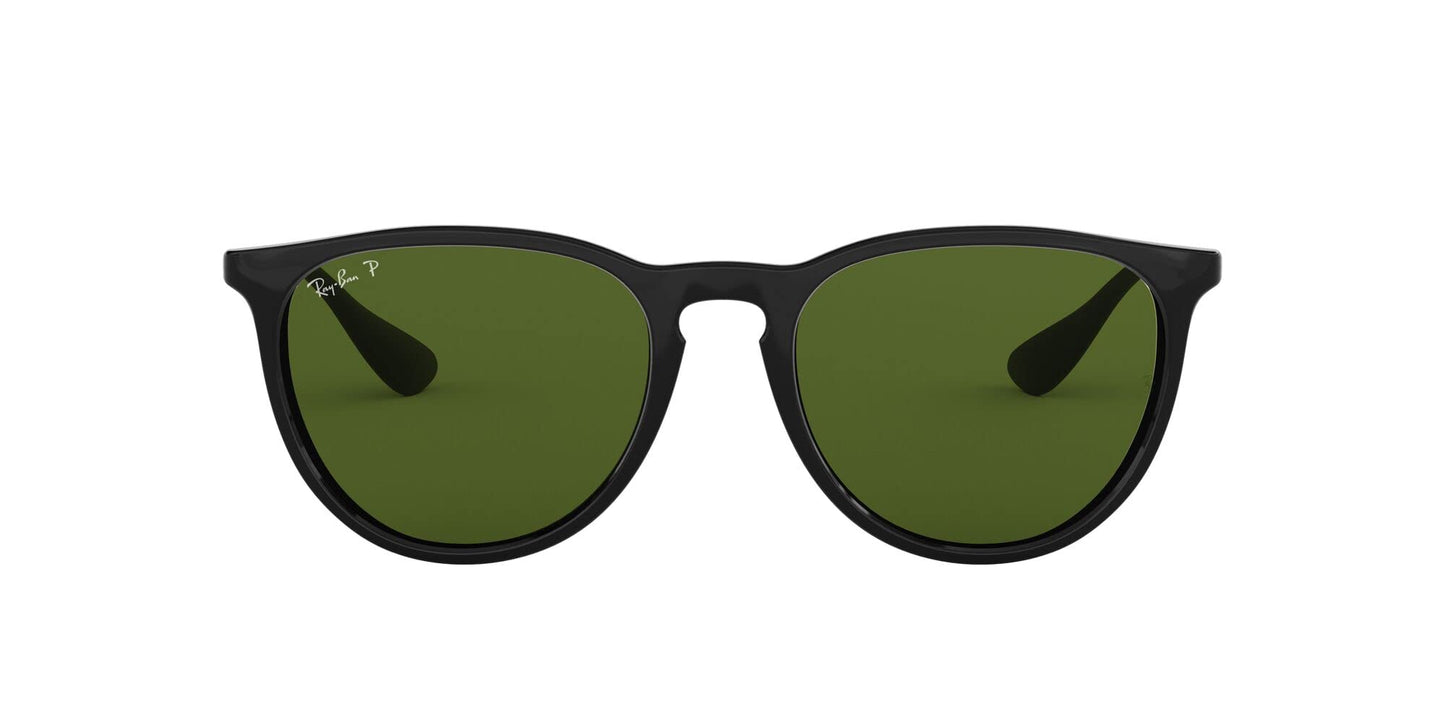 Ray-Ban Unisex RB4171 Erika Round Sunglasses, Black/Polarized Green, 54 mm