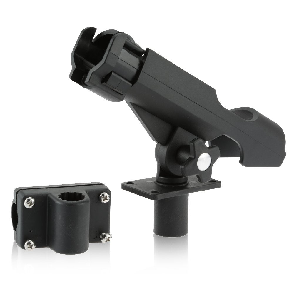 HiUmi Adjustable Black Fishing Rod Holder for Boat Kayak Swivel Side Mount Kits Tackle (RH40-4Pack)