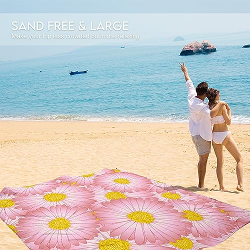 BYDOLL Beach Blanket 78''×81''1-5 Adults Oversized Lightweight Waterproof Sandproof Beach Blanket Large Picnic Mat Beach Blanket for Beach Travel Camping Hiking Picnic