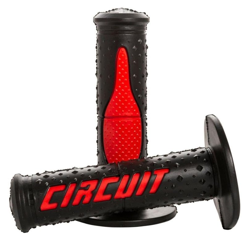 Circuit Equipment – Electra Racing Grip – Lock-On Design, Precision Control and Comfort Polymer for Motorcycles Racers – Black/Red