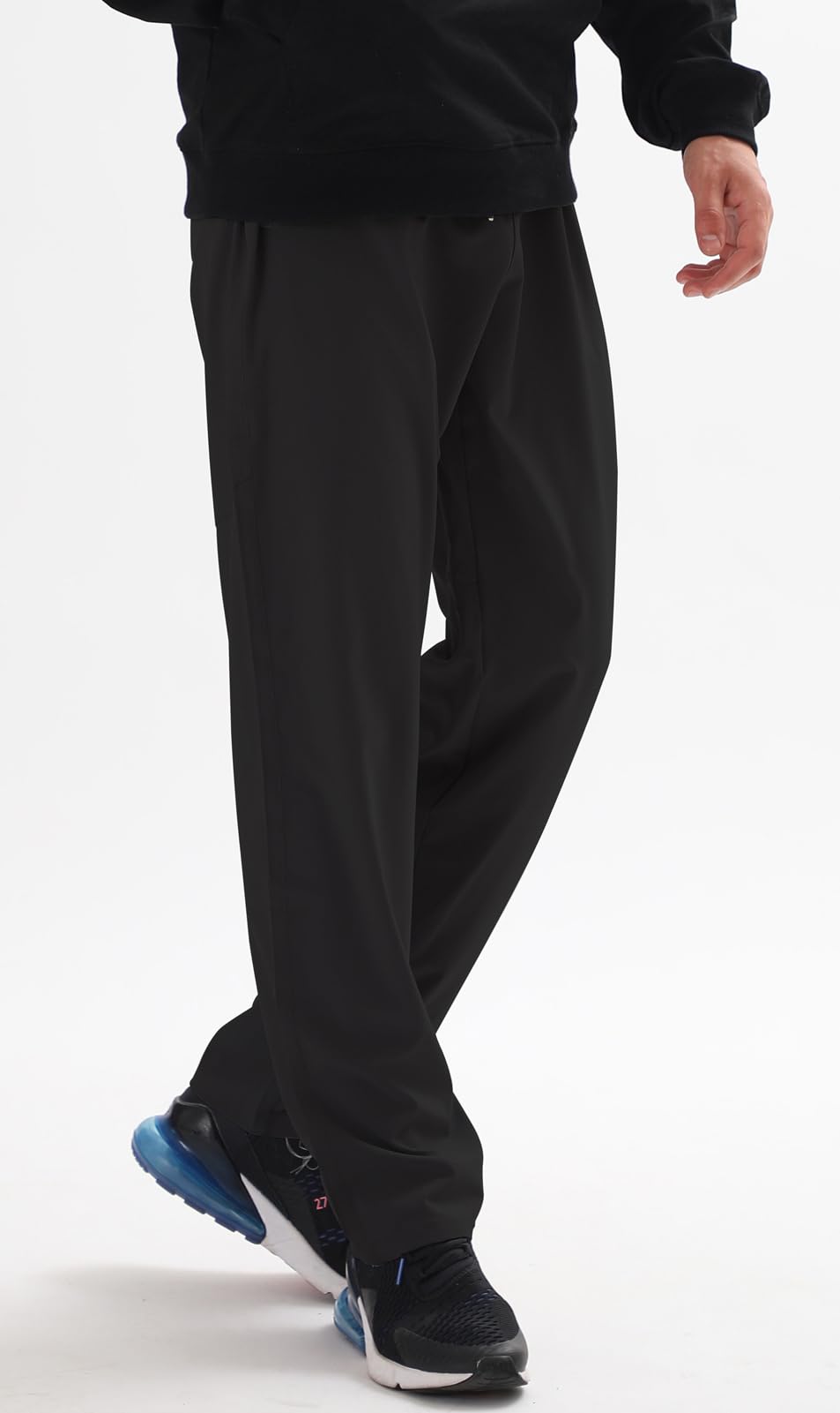 AIRIKE Athletic Pants for Men Water Resistant Quick Dry Lightweight Polyester Workout Warm Up Hiking Sweatpants with Pockets Black