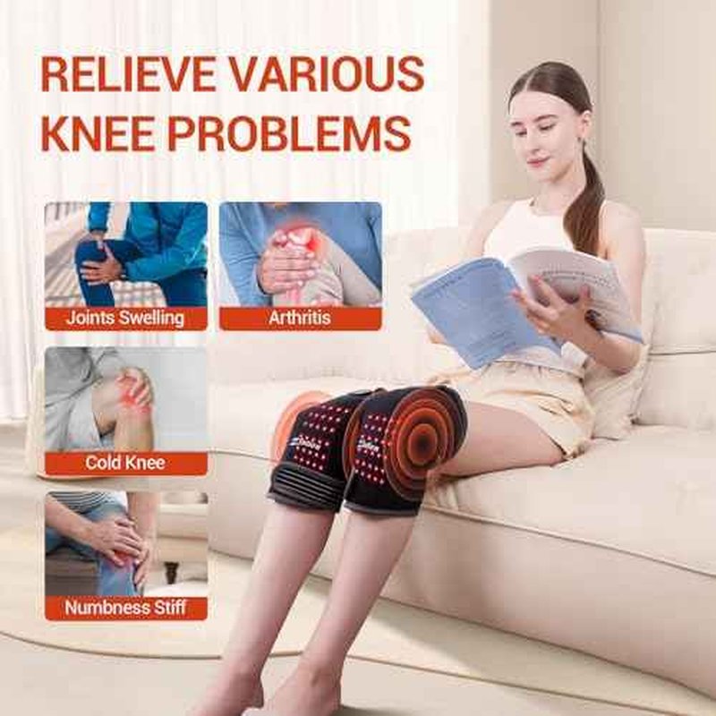 Red Light Therapy & Vibration Massage Knee Brace- 660nm&850nm Red Light Therapy Heated Device for Knee/Joint/Elbow/Shoulder Pain Relief, Faster Recovery- Infrared Light Therapy for Faster Recovery - Great for Athletes & Beyond