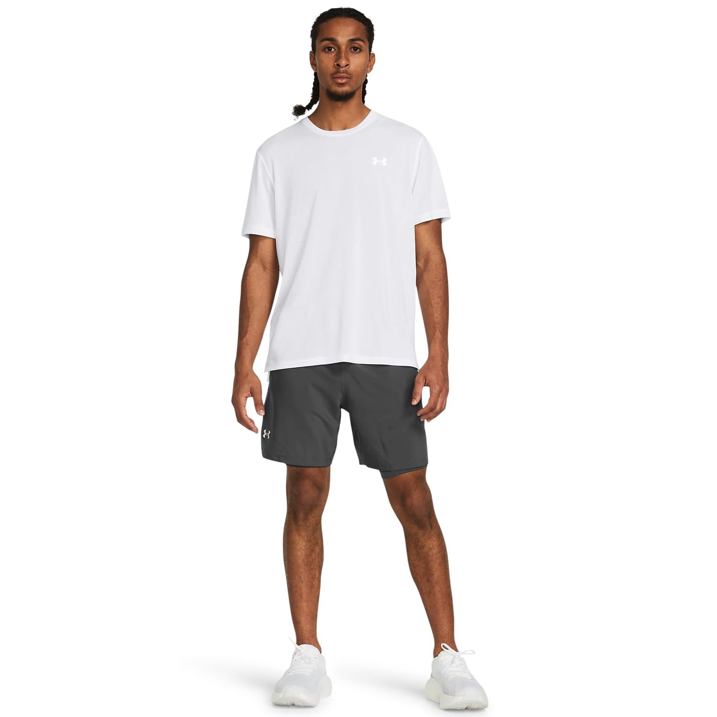 Under Armour Men's Launch Run 7-inch 2-in-1 Shorts, (025) Castlerock/Castlerock/Reflective, Large