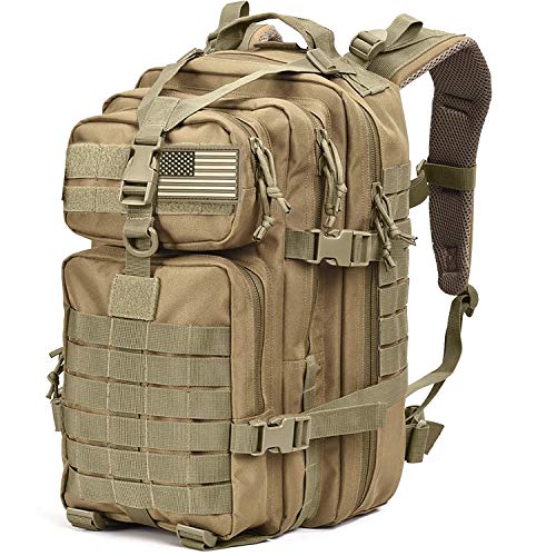 Tru Salute 45L Military Tactical Backpack Large Army 3 Day Assault Pack Molle Bugout Bag Rucksack (Tan)