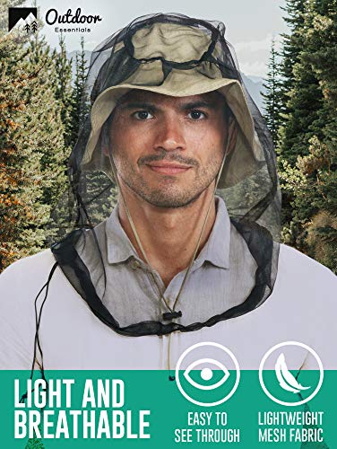 Bug Head Net Mesh - Bug Face Netting for Hats - Insect Net Mask Cover from Gnats, No-See-Ums & Midges with Extra Fine Fly Screen Holes - Outdoor Protection for Men & Women