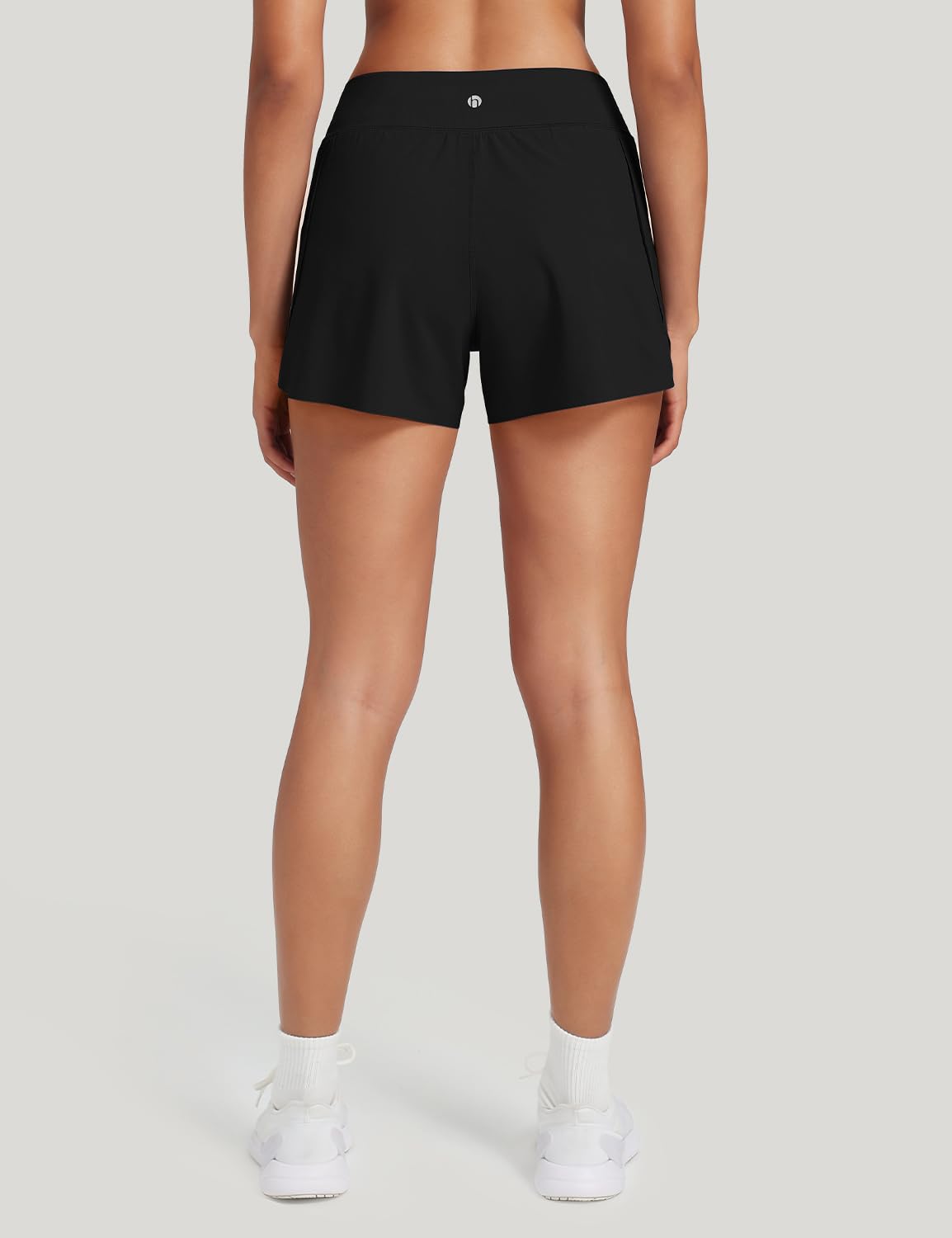 HeyNuts My Pace Athletic Shorts for Women, Upgraded Mid Waisted Running Shorts Workout Gym Shorts with Liner Spandex Shorts 3" Black M(8/10)