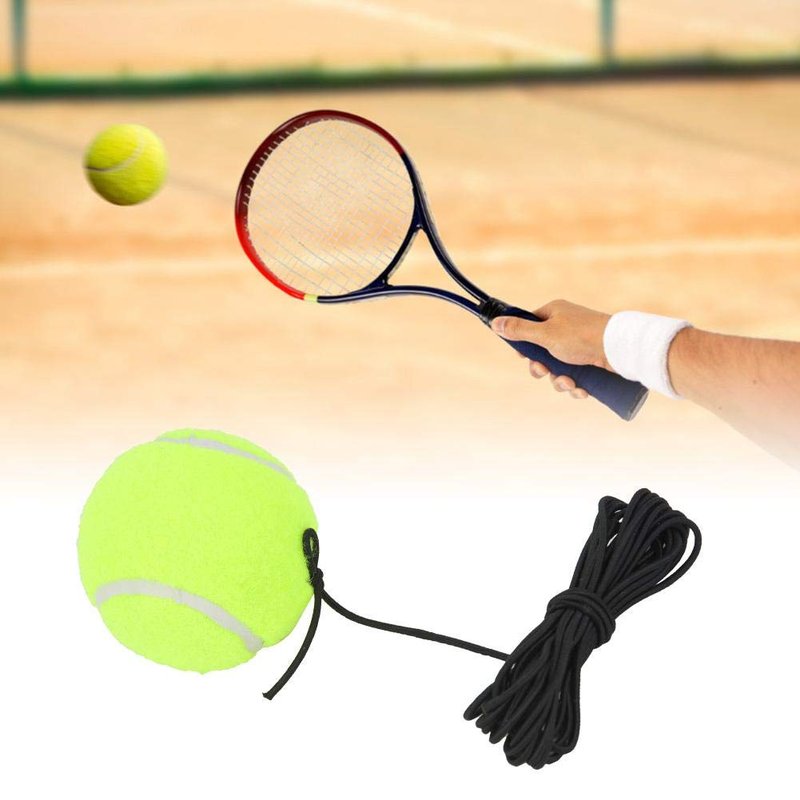 Tennis Beginner Training Ball with Elastic Rubber String for Single Practice - Parking Aid, Woolen Rubber Trainer