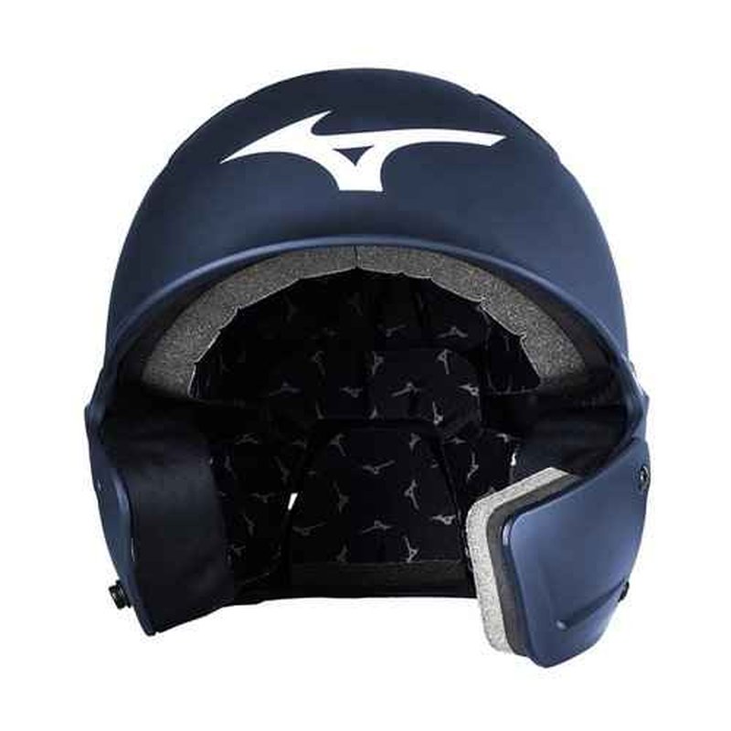 Bundle of Mizuno B6 Adult Baseball Batting Helmet, Navy, Large/X-Large + Mizuno Batters Face Protector, Navy, Right Hand Batter