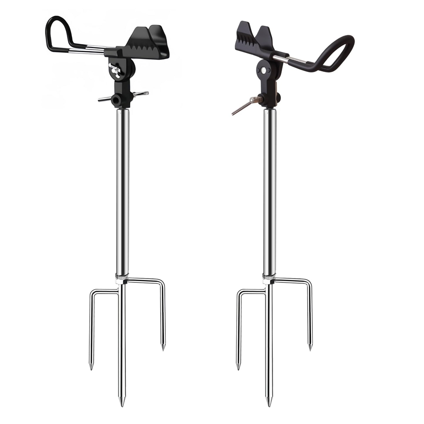 Aijmguo 2Pack Fishing Rod Holder for Ground, 360 Degree Adjustable Bank Fishing Pole Holders, Multifunctional Stainless Steel Beach Fishing Rod Stand Easy Set Up Rustproof(Gift for Men)