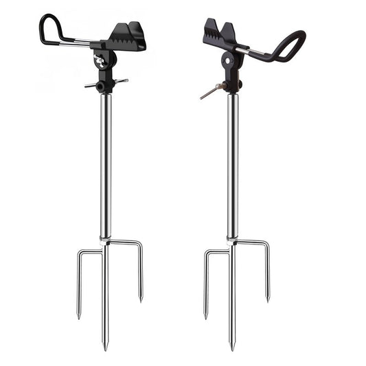 Aijmguo 2Pack Fishing Rod Holder for Ground, 360 Degree Adjustable Bank Fishing Pole Holders, Multifunctional Stainless Steel Beach Fishing Rod Stand Easy Set Up Rustproof(Gift for Men)
