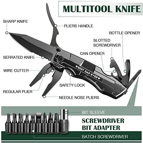 ETEH Gifts for Dad from Daughter Son,Fathers Day Birthday Christmas Dad Gifts,Multitool Knife "BEST DAD EVER",Multi tool for Climbing,Camping,Cycling,Hiking, Stainless Steel