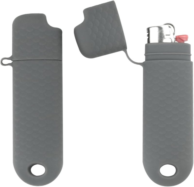 Waterproof Lighter Case Cover - 2 Pcs BIC Regular Lighter Sleeve for Outdoor Survival | Gray