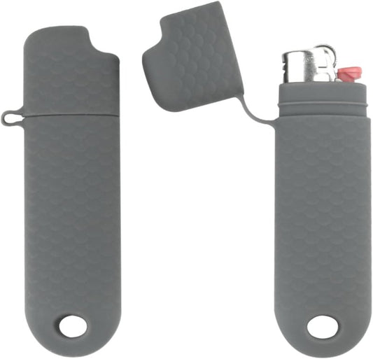 Waterproof Lighter Case Cover - 2 Pcs BIC Regular Lighter Sleeve for Outdoor Survival | Gray