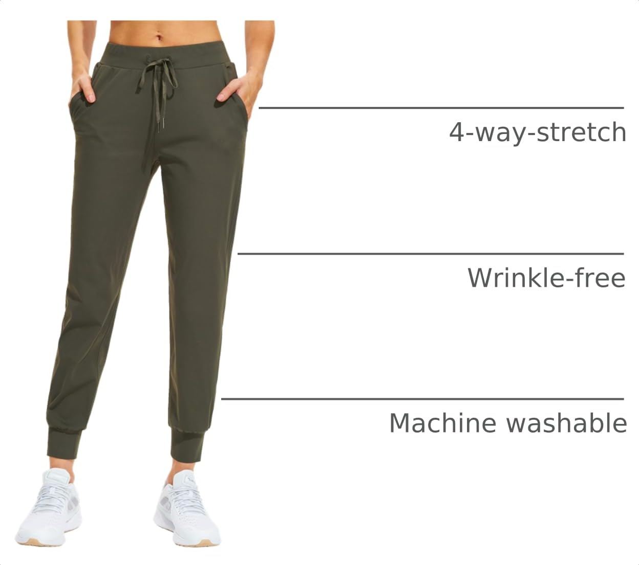 Libin Women's Joggers Pants Athletic Sweatpants with Pockets Running Tapered Casual Pants for Workout,Lounge, Olive Green M