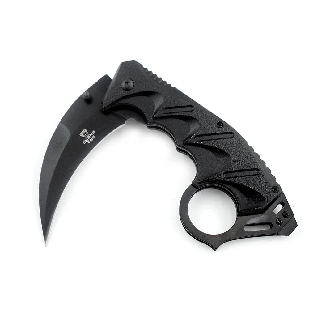 Snake Eye Tactical Everyday Carry Spring Assist Style Folding Pocket Knife EDC (Black)