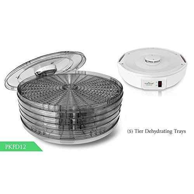 NutriChef Electric Countertop Food Dehydrator - Multi-Tier High-Heat Circulation Professional Food Preserver, Fruit, Vegetable Dryer, Meat or Beef Jerky Maker w/ 5 Stackable Trays - AZPKFD12