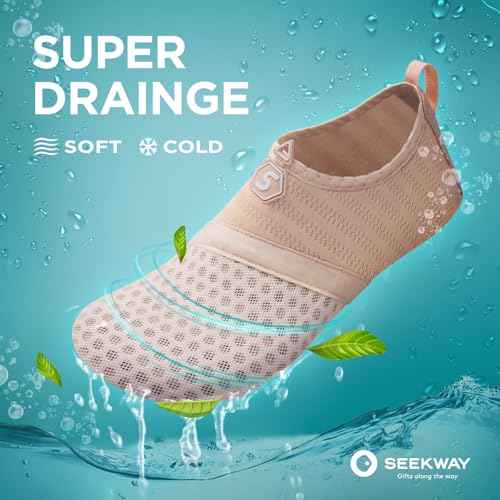 SEEKWAY Water Shoes Quick-Dry Aqua Socks Barefoot Slip-on for Beach Pool Swim River Yoga Lake Surf Women Men Black SK001