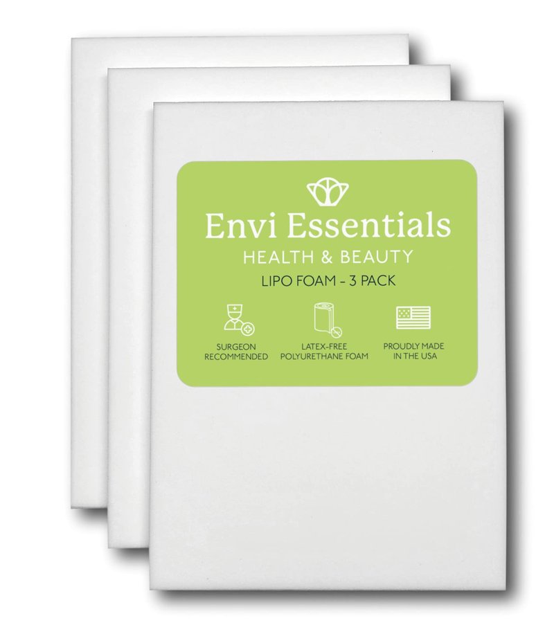 Envi Essentials Lipo Foam | Latex Free Polyurethane Sheets - 11" x 8" x 1/2" Thick | Made in The USA | Recovery Foam for Use After Liposuction, Tummy Tuck, C-Section and Breast Augmentation | 3 Pack